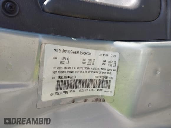 ✅ 2004 Dodge Stratus SE • VIN: 1B3EL36X74N221334 • Lot: 43371399. Wystawiony na IAAI z przebiegiem 161 619 mil. Bezpłatny archiwum sprzedaży aukcyjnych z USA i szczegółowy raport historii pojazdu na DreamBid. Zdjęcie 9.