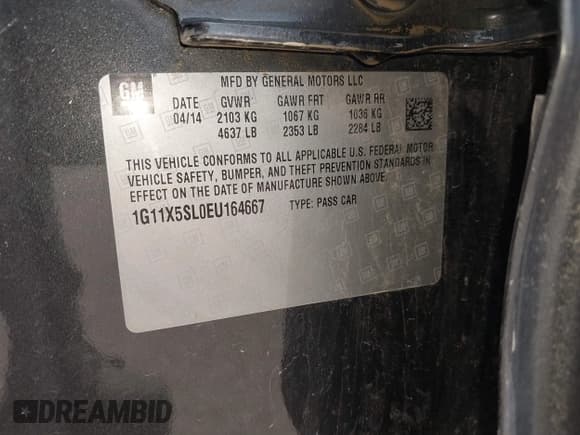 ✅ 2014 Chevrolet Impala LS • VIN: 1G11X5SL0EU164667 • Лот: 42542110. Опубликован ранее на IAAI с пробегом 150 458 миль. Бесплатный доступ к архиву аукционных продаж из США и подробный отчёт об истории автомобиля на DreamBid. Изображение 9.