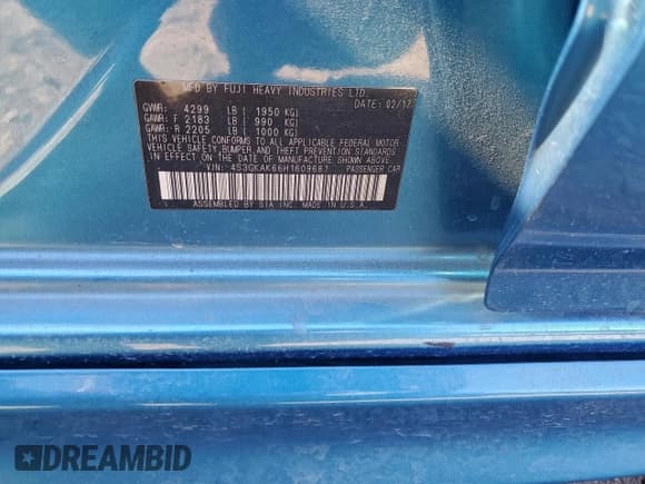 ✅ 2017 Subaru Impreza Special Sports • VIN: 4S3GKAK66H1609681 • Lot: 95107445. Listed on Copart with Not provided. Free auction sales archive from the USA and detailed vehicle history report at DreamBid. Image 12.