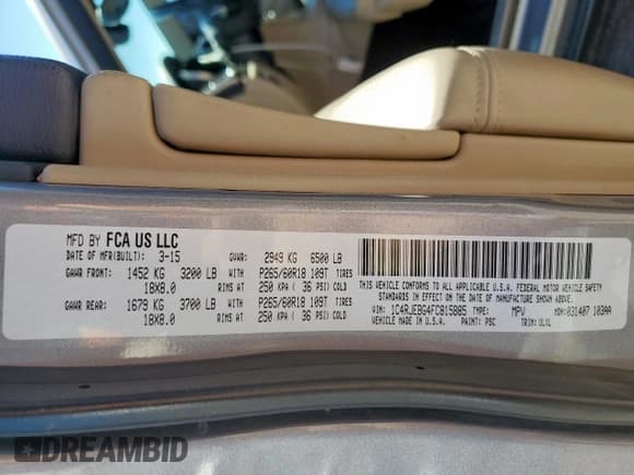 ✅ 2015 Jeep Grand Cherokee Limited • VIN: 1C4RJEBG4FC815885 • Лот: 81056795. Опубликован ранее на Copart с пробегом 107 589 миль. Бесплатный доступ к архиву аукционных продаж из США и подробный отчёт об истории автомобиля на DreamBid. Изображение 13.