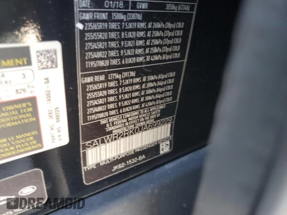 ✅ 2018 Land Rover Range Rover Sport HSE • VIN: SALWR2RK0JA699229 • Lot: 87265745. Listed on Copart with 91,786 mi. Free auction sales archive from the USA and detailed vehicle history report at DreamBid. Image 14.