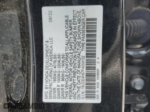 ✅ 2023 Acura Integra Technology • VIN: 19UDE4H67PA004152 • Lot: 71053095. Listed on Copart with Not provided. Free auction sales archive from the USA and detailed vehicle history report at DreamBid. Image 12.