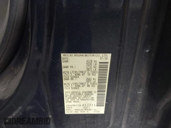 ✅ 2016 Nissan NV SV • VIN: 1N6AF0KY3GN812215 • Lot: 42764643. Listed on IAAI with Not provided. Free auction sales archive from the USA and detailed vehicle history report at DreamBid. Image 9.