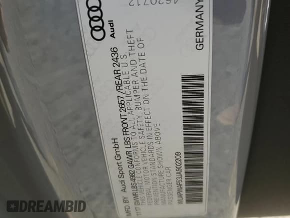 ✅ 2018 Audi RS 5 • VIN: WUAPWAF53JA902209 • Лот: 53009973. Опубликован ранее на Copart с пробегом 30 163 миль. Бесплатный доступ к архиву аукционных продаж из США и подробный отчёт об истории автомобиля на DreamBid. Изображение 13.