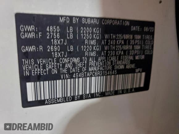 ✅ 2024 Subaru Outback Touring • VIN: 4S4BTAPC6R3154645 • Lot: 95496825. Wystawiony na Copart z przebiegiem 25 679 mil. Bezpłatny archiwum sprzedaży aukcyjnych z USA i szczegółowy raport historii pojazdu na DreamBid. Zdjęcie 13.