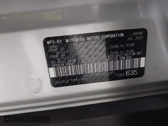 ✅ 2022 Mitsubishi Outlander ES • VIN: JA4J4TA89NZ028343 • Lot: 43489526. Listed on IAAI with 51,241 mi. Free auction sales archive from the USA and detailed vehicle history report at DreamBid. Image 9.