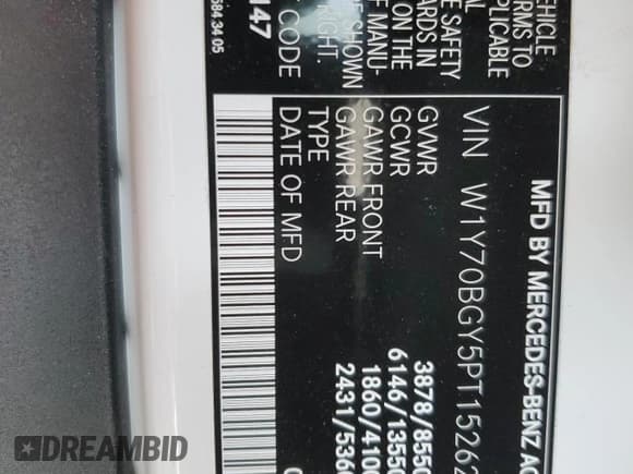 ✅ 2023 Mercedes-Benz Sprinter Cargo • VIN: W1Y70BGY5PT152625 • Lot: 57841615. Listed on Copart with 25,992 mi. Free auction sales archive from the USA and detailed vehicle history report at DreamBid. Image 13.