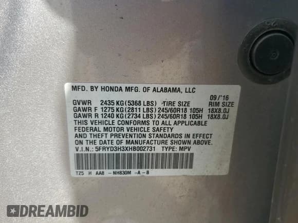 ✅ 2017 Acura MDX • VIN: 5FRYD3H3XHB002731 • Lot: 71764345. Listed on Copart with 117,256 mi. Free auction sales archive from the USA and detailed vehicle history report at DreamBid. Image 14.