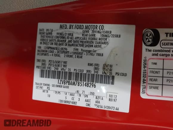 ✅ 2011 Ford Mustang Premium • VIN: 1ZVBP8AM7B5148296 • Lot: 43664960. Wystawiony na IAAI z przebiegiem 186 629 mil. Bezpłatny archiwum sprzedaży aukcyjnych z USA i szczegółowy raport historii pojazdu na DreamBid. Zdjęcie 9.