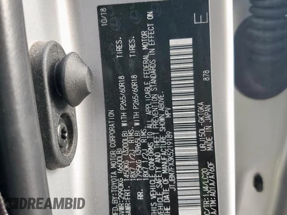 ✅ 2019 Lexus GX 460 Premium • VIN: JTJBM7FX3K5219189 • Lot: 92831235. Listed on Copart with 89,115 mi. Free auction sales archive from the USA and detailed vehicle history report at DreamBid. Image 13.