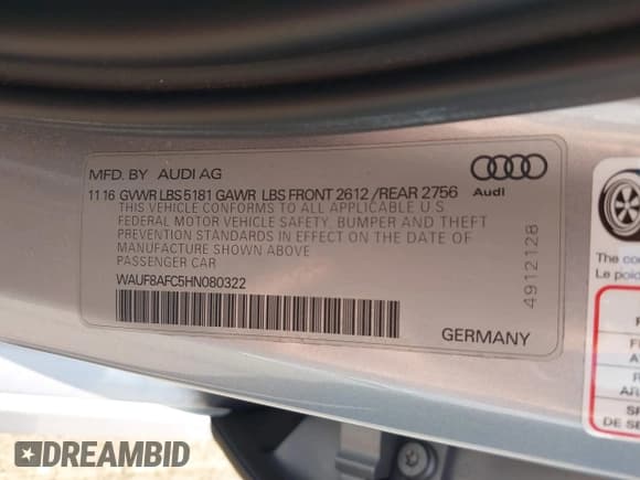 ✅ 2017 Audi A6 Premium • VIN: WAUF8AFC5HN080322 • Lot: 43485422. Wystawiony na IAAI z przebiegiem 49 330 mil. Bezpłatny archiwum sprzedaży aukcyjnych z USA i szczegółowy raport historii pojazdu na DreamBid. Zdjęcie 9.