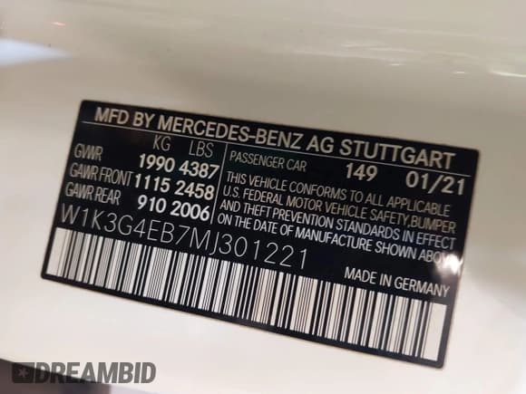 ✅ 2021 Mercedes-Benz A 220 • VIN: W1K3G4EB7MJ301221 • Lot: 42094771. Wystawiony na IAAI z przebiegiem 55 727 mil. Bezpłatny archiwum sprzedaży aukcyjnych z USA i szczegółowy raport historii pojazdu na DreamBid. Zdjęcie 9.