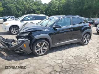 2021 Hyundai Kona Ultimate with VIN KM8K53A52MU643966, listed as a Copart auction lot 61364645 with 23,431 mi miles and Salvage title. Bid and sale history available at DreamBid. Image 1.