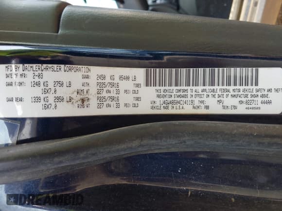 ✅ 2004 Jeep Grand Cherokee Laredo • VIN: 1J4GW48S04C141191 • Lot: 42380746. Listed on IAAI with Not provided. Free auction sales archive from the USA and detailed vehicle history report at DreamBid. Image 9.