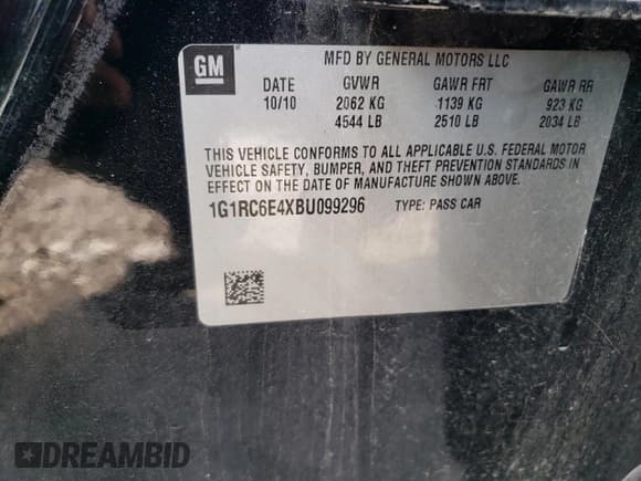 ✅ 2011 Chevrolet Volt • VIN: 1G1RC6E4XBU099296 • Lot: 72538044. Wystawiony na Copart z przebiegiem Nie podano. Bezpłatny archiwum sprzedaży aukcyjnych z USA i szczegółowy raport historii pojazdu na DreamBid. Zdjęcie 12.