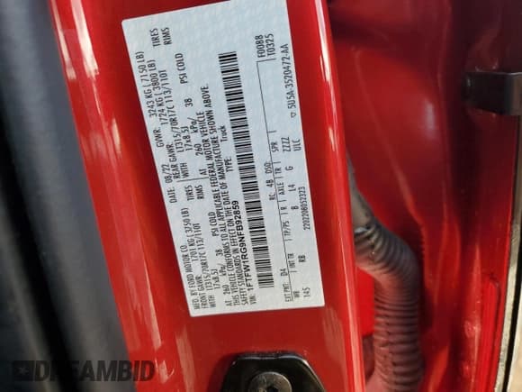 ✅ 2022 Ford F-150 Raptor • VIN: 1FTFW1RG9NFB92859 • Lot: 89497105. Listed on Copart with 33,377 mi. Free auction sales archive from the USA and detailed vehicle history report at DreamBid. Image 13.