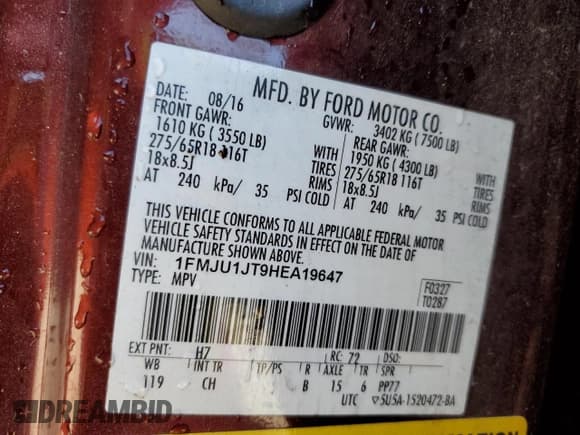 ✅ 2017 Ford Expedition XLT • VIN: 1FMJU1JT9HEA19647 • Lot: 86313445. Listed on Copart with 155,609 mi. Free auction sales archive from the USA and detailed vehicle history report at DreamBid. Image 14.