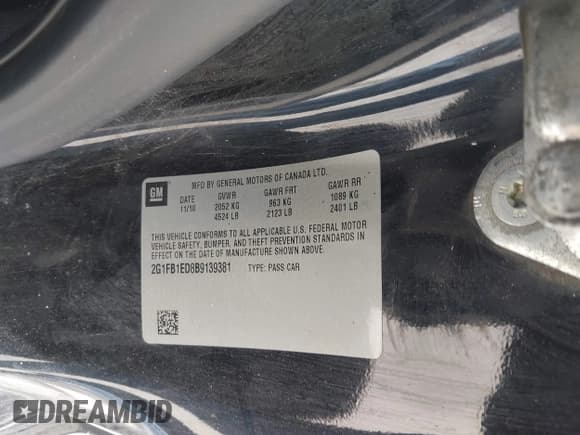 ✅ 2011 Chevrolet Camaro 1LT • VIN: 2G1FB1ED8B9139381 • Лот: 42603859. Опубликован ранее на IAAI с пробегом 146 444 миль. Бесплатный доступ к архиву аукционных продаж из США и подробный отчёт об истории автомобиля на DreamBid. Изображение 9.