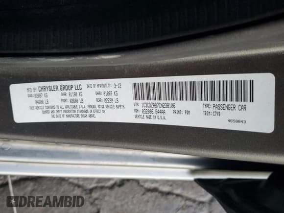 ✅ 2012 Dodge Avenger SE • VIN: 1C3CDZAB7CN238106 • Лот: 89009115. Опубликован ранее на Copart с пробегом 135 444 миль. Бесплатный доступ к архиву аукционных продаж из США и подробный отчёт об истории автомобиля на DreamBid. Изображение 12.