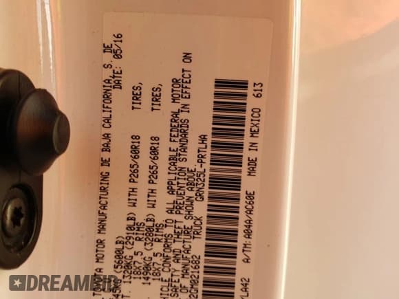 ✅ 2016 Toyota Tacoma Limited • VIN: 3TMEZ5CN2GM021682 • Lot: 87041494. Listed on Copart with 55,962 mi. Free auction sales archive from the USA and detailed vehicle history report at DreamBid. Image 14.