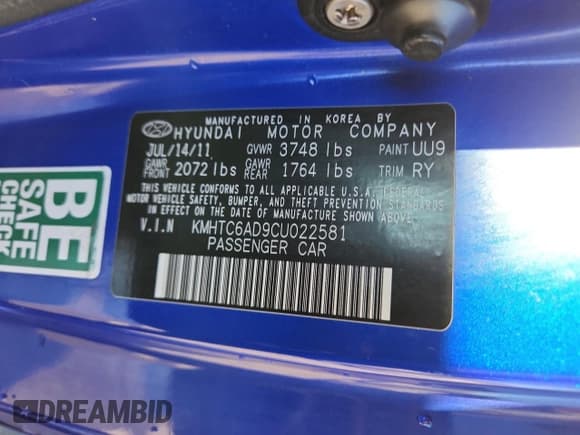 ✅ 2012 Hyundai Veloster w/Red Int • VIN: KMHTC6AD9CU022581 • Lot: 86845255. Wystawiony na Copart z przebiegiem 207 579 mil. Bezpłatny archiwum sprzedaży aukcyjnych z USA i szczegółowy raport historii pojazdu na DreamBid. Zdjęcie 13.