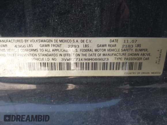 ✅ 2008 Volkswagen Jetta SE • VIN: 3VWRZ71K98M089823 • Lot: 43860020. Wystawiony na IAAI z przebiegiem 102 125 mil. Bezpłatny archiwum sprzedaży aukcyjnych z USA i szczegółowy raport historii pojazdu na DreamBid. Zdjęcie 9.