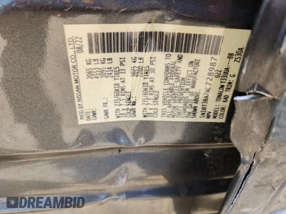 ✅ 2022 Nissan Rogue SV • VIN: 5N1BT3BA7NC728987 • Lot: 80481895. Wystawiony na Copart z przebiegiem 106 306 mil. Bezpłatny archiwum sprzedaży aukcyjnych z USA i szczegółowy raport historii pojazdu na DreamBid. Zdjęcie 14.