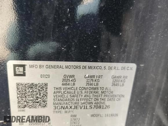 ✅ 2020 Chevrolet Equinox LT • VIN: 3GNAXJEV1LS708126 • Лот: 70864275. Опубликован ранее на Copart с пробегом 50 811 миль. Бесплатный доступ к архиву аукционных продаж из США и подробный отчёт об истории автомобиля на DreamBid. Изображение 14.