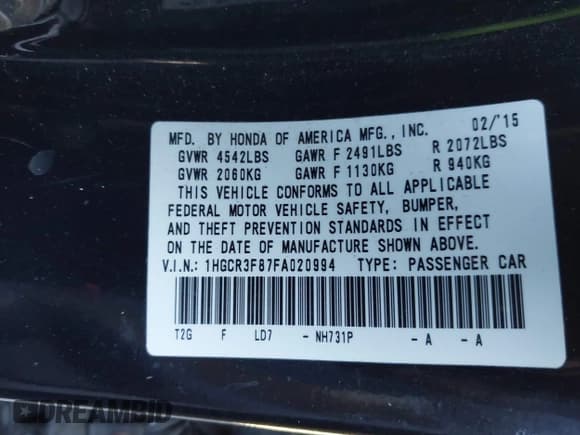 ✅ 2015 Honda Accord EX-L • VIN: 1HGCR3F87FA020994 • Lot: 43587160. Wystawiony na IAAI z przebiegiem Nie podano. Bezpłatny archiwum sprzedaży aukcyjnych z USA i szczegółowy raport historii pojazdu na DreamBid. Zdjęcie 9.