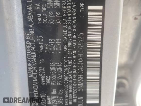 2010 Hyundai Santa Fe SE с VIN 5NMSHDAG0AH378325, выставлен на аукционе Copart как лот 73837904 с пробегом 143 161 миль миль и Списание • Salvage title. История ставок и продаж доступна на DreamBid. Изображение 14.