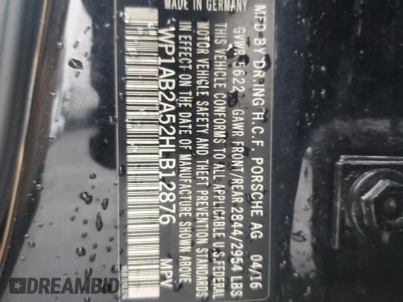 ✅ 2017 Porsche Macan S • VIN: WP1AB2A52HLB12876 • Lot: 44600975. Listed on Copart with 108,481 mi. Free auction sales archive from the USA and detailed vehicle history report at DreamBid. Image 13.