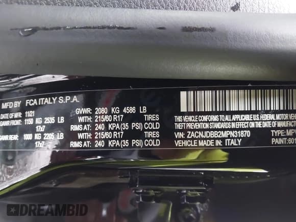 ✅ 2021 Jeep Renegade Latitude • VIN: ZACNJDBB2MPN31870 • Lot: 43601505. Wystawiony na IAAI z przebiegiem 29 639 mil. Bezpłatny archiwum sprzedaży aukcyjnych z USA i szczegółowy raport historii pojazdu na DreamBid. Zdjęcie 9.