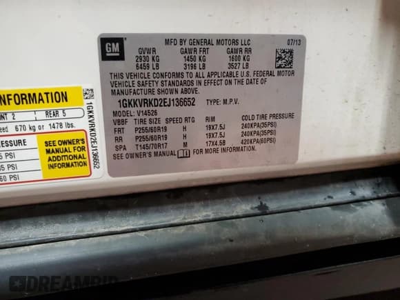 ✅ 2014 GMC Acadia SLT • VIN: 1GKKVRKD2EJ136652 • Лот: 86994435. Опубликован ранее на Copart с пробегом 165 950 миль. Бесплатный доступ к архиву аукционных продаж из США и подробный отчёт об истории автомобиля на DreamBid. Изображение 13.