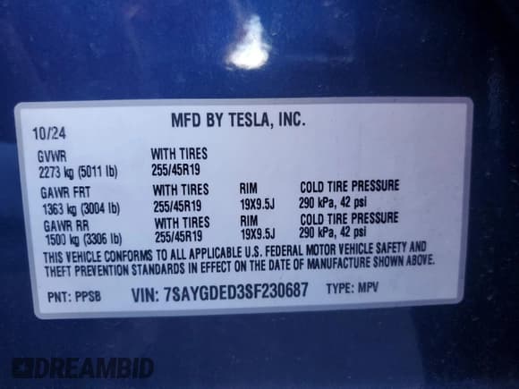 ✅ 2025 Tesla Model Y Long Range • VIN: 7SAYGDED3SF230687 • Лот: 90876065. Опубликован ранее на Copart с пробегом 17 254 миль. Бесплатный доступ к архиву аукционных продаж из США и подробный отчёт об истории автомобиля на DreamBid. Изображение 13.