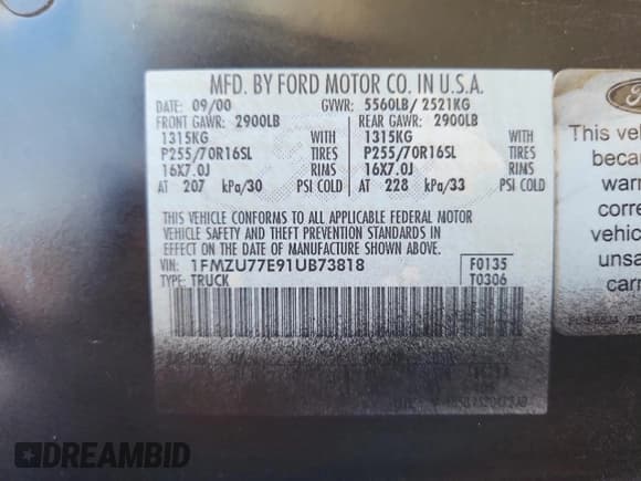 ✅ 2001 Ford Explorer Sport Trac • VIN: 1FMZU77E91UB73818 • Lot: 87060695. Listed on Copart with 225,924 mi. Free auction sales archive from the USA and detailed vehicle history report at DreamBid. Image 12.