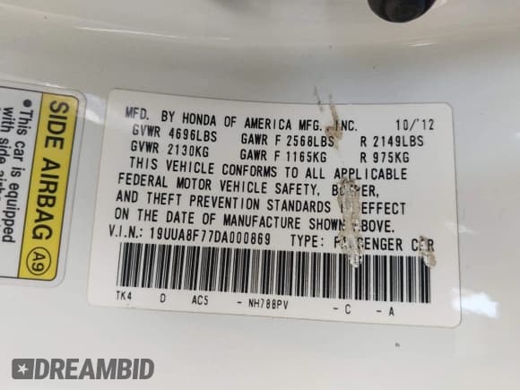 ✅ 2013 Acura TL Advance • VIN: 19UUA8F77DA000869 • Lot: 42719446. Wystawiony na IAAI z przebiegiem 222 079 mil. Bezpłatny archiwum sprzedaży aukcyjnych z USA i szczegółowy raport historii pojazdu na DreamBid. Zdjęcie 9.