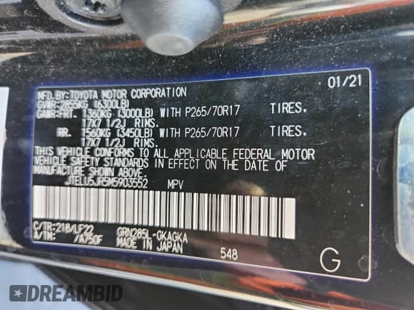 ✅ 2021 Toyota 4Runner TRD Pro • VIN: JTELU5JR5M5903552 • Лот: 80133915. Опубликован ранее на Copart с пробегом 55 284 миль. Бесплатный доступ к архиву аукционных продаж из США и подробный отчёт об истории автомобиля на DreamBid. Изображение 13.