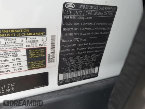 ✅ 2017 Land Rover Range Rover Sport SVR • VIN: SALWZ2FE8HA137538 • Lot: 92738235. Wystawiony na Copart z przebiegiem 45 628 mil. Bezpłatny archiwum sprzedaży aukcyjnych z USA i szczegółowy raport historii pojazdu na DreamBid. Zdjęcie 13.