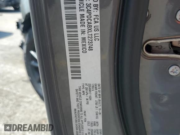 ✅ 2020 Dodge Journey SE Value • VIN: 3C4PDCABXLT273748 • Lot: 70201325. Wystawiony na Copart z przebiegiem Nie podano. Bezpłatny archiwum sprzedaży aukcyjnych z USA i szczegółowy raport historii pojazdu na DreamBid. Zdjęcie 13.