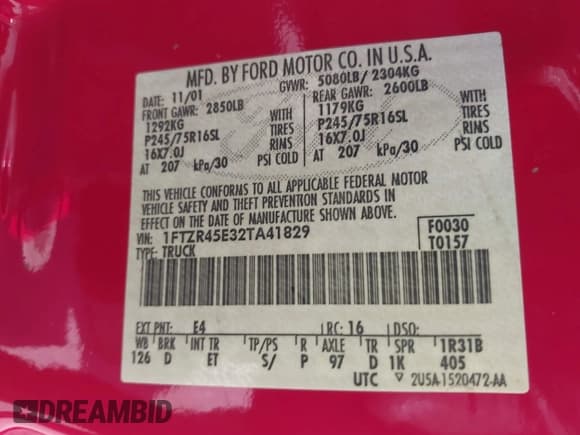 ✅ 2002 Ford Ranger XL Fleet • VIN: 1FTZR45E32TA41829 • Лот: 43161361. Опубликован ранее на IAAI с пробегом 178 075 миль. Бесплатный доступ к архиву аукционных продаж из США и подробный отчёт об истории автомобиля на DreamBid. Изображение 9.