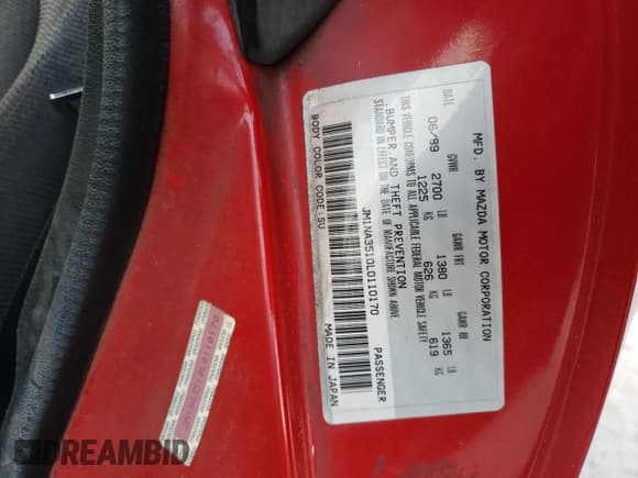 ✅ 1990 Mazda MX-5 Miata Special Edition • VIN: JM1NA3510L0110170 • Lot: 77170704. Wystawiony na Copart z przebiegiem 91 499 mil. Bezpłatny archiwum sprzedaży aukcyjnych z USA i szczegółowy raport historii pojazdu na DreamBid. Zdjęcie 12.