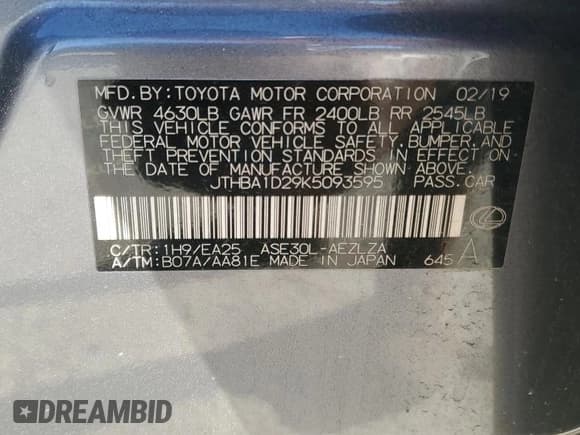 ✅ 2019 Lexus IS 300 • VIN: JTHBA1D29K5093595 • Лот: 89628545. Опубликован ранее на Copart с пробегом 114 123 миль. Бесплатный доступ к архиву аукционных продаж из США и подробный отчёт об истории автомобиля на DreamBid. Изображение 13.