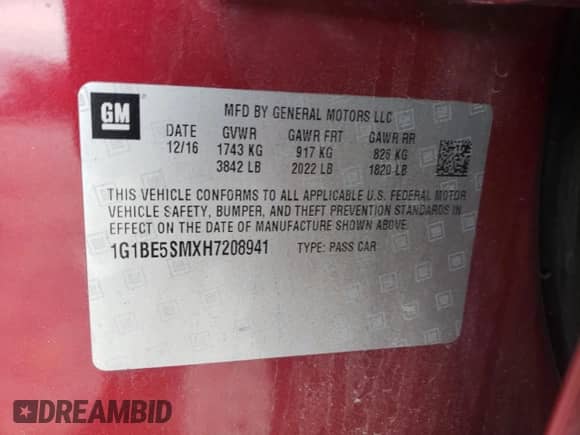 ✅ 2017 Chevrolet Cruze LT • VIN: 1G1BE5SMXH7208941 • Lot: 66626752. Wystawiony na Copart z przebiegiem 95 996 mil mil. Skorzystaj z bezpłatnego archiwum sprzedaży aukcyjnych z USA i zobacz szczegółowy raport historii pojazdu na DreamBid. Zdjęcie 10.