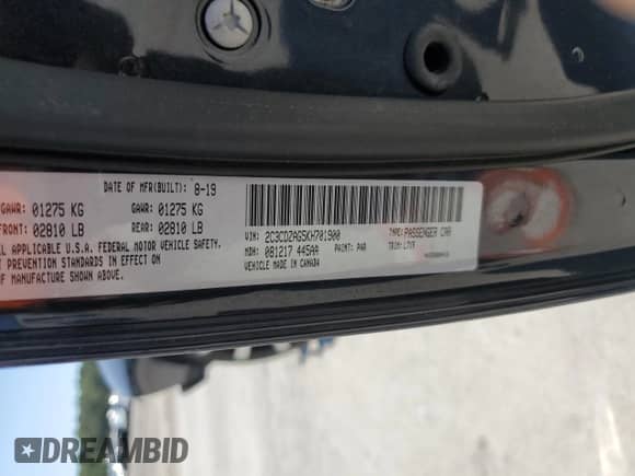 2019 Dodge Challenger SXT с VIN 2C3CDZAG5KH701900, выставлен на аукционе Copart как лот 70775285 с пробегом 142 357 миль миль и Списание • Salvage title. История ставок и продаж доступна на DreamBid. Изображение 12.