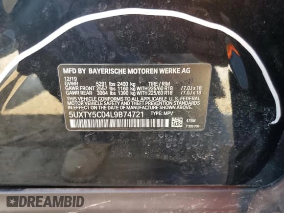 ✅ 2020 BMW X3 xDrive30i • VIN: 5UXTY5C04L9B74721 • Lot: 81113645. Listed on Copart with 65,114 mi. Free auction sales archive from the USA and detailed vehicle history report at DreamBid. Image 13.