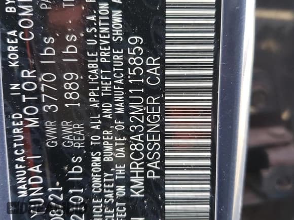 ✅ 2021 Hyundai Venue SEL • VIN: KMHRC8A32MU115859 • Lot: 83641254. Listed on Copart with 31,048 mi. Free auction sales archive from the USA and detailed vehicle history report at DreamBid. Image 15.