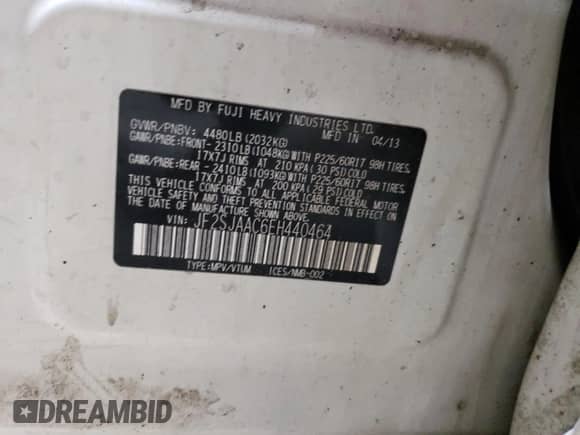 2014 Subaru Forester 2.5i with VIN JF2SJAAC6EH440464, listed as a Copart auction lot 89527065 with 67,981 mi miles and Clean title. Bid and sale history available at DreamBid. Image 13.