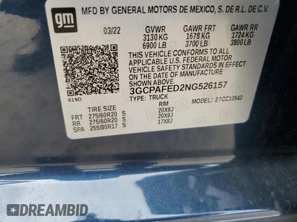 ✅ 2022 Chevrolet Silverado 1500 High Country • VIN: 3GCPAFED2NG526157 • Лот: 47562835. Опубликован ранее на Copart с пробегом 38 004 миль. Бесплатный доступ к архиву аукционных продаж из США и подробный отчёт об истории автомобиля на DreamBid. Изображение 15.