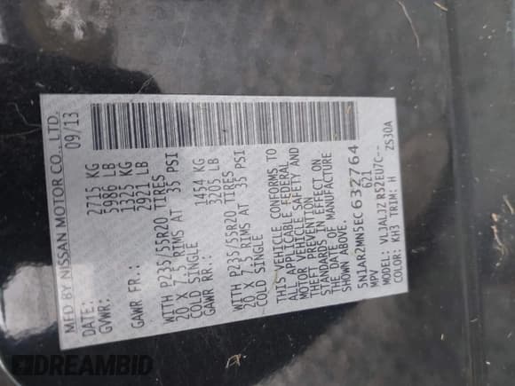 ✅ 2014 Nissan Pathfinder SL • VIN: 5N1AR2MN5EC632764 • Lot: 43571991. Listed on IAAI with 203,202 mi. Free auction sales archive from the USA and detailed vehicle history report at DreamBid. Image 9.