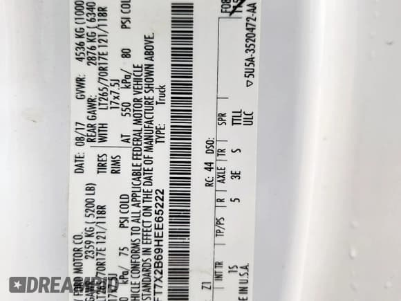 ✅ 2017 Ford F-250 XL • VIN: 1FT7X2B69HEE65222 • Lot: 91474865. Listed on Copart with 144,374 mi. Free auction sales archive from the USA and detailed vehicle history report at DreamBid. Image 12.